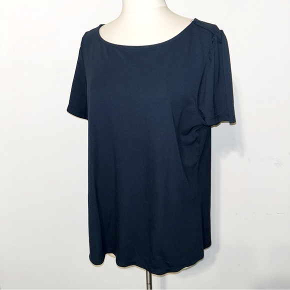 Ann Taylor Factory Tops - Ann Taylor Factory Navy Puff Sleeve Tee